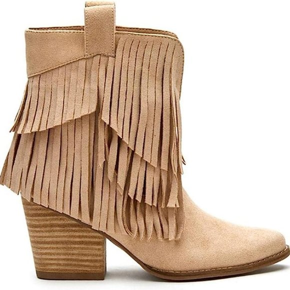 Coconuts by Matisse Natural Logan Fringe Western Style Booties Boots size 9.5 - Picture 5 of 9